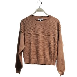 NWT Revolve Heartloom Asher Cable Knit Sweater Crewneck Tan Camel Size M
